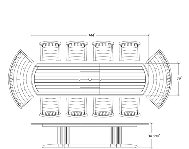 Butterfly Table Line Drawing - Weatherend